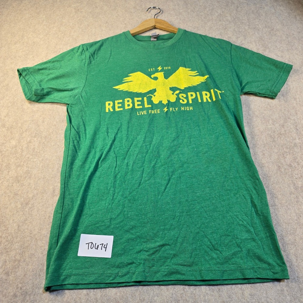 Rebel Spirit Live Free Fly High Graphic T-Shirt Green Heather Mens Small S